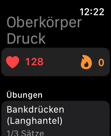 Trainingsübersicht auf der Apple Watch